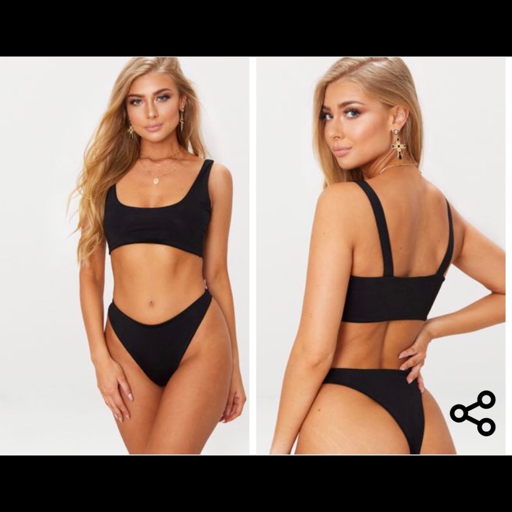 Black Scoop Neck Bikini Set